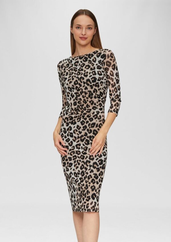 Gemustertes Mesh-Kleid im Slim Fit