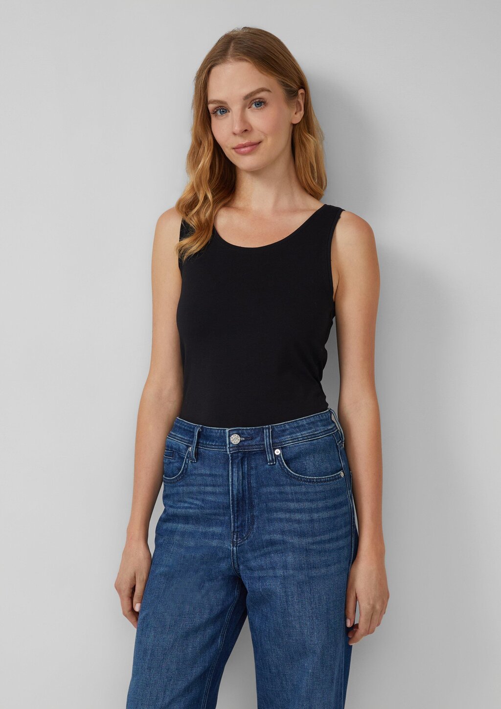 Schmal geschnittenes Tanktop aus Baumwollmix