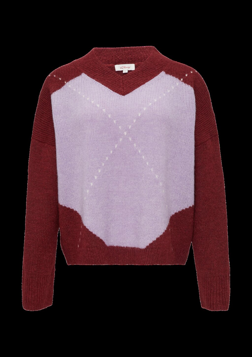 Oversized Wollmix-Strickpullover mit Argyle-Muster