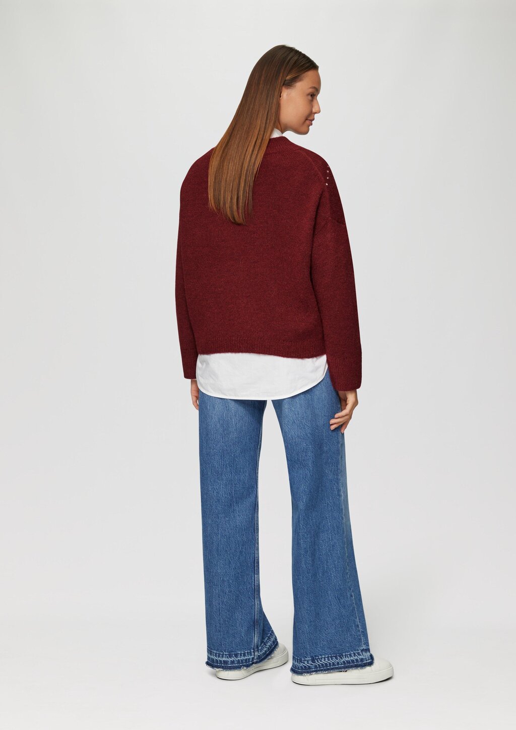 Oversized Wollmix-Strickpullover mit Argyle-Muster