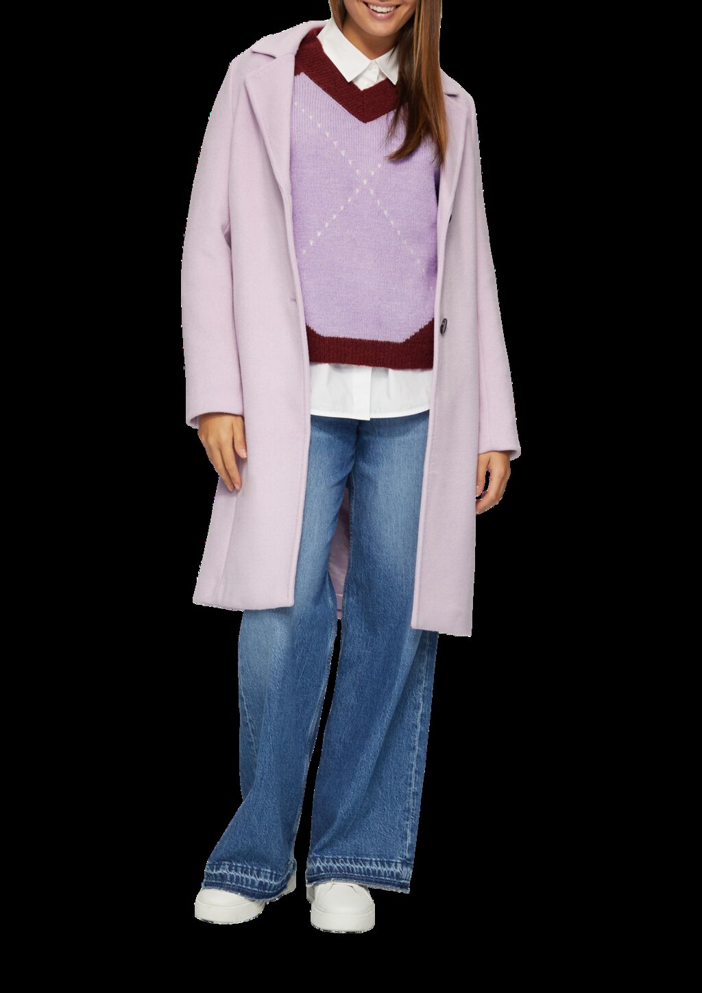 Oversized Wollmix-Strickpullover mit Argyle-Muster