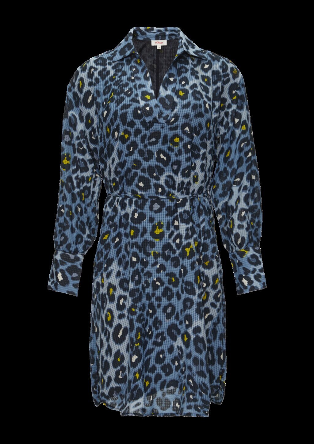 Hemdblusenkleid aus Viskosemix mit Strukturmuster