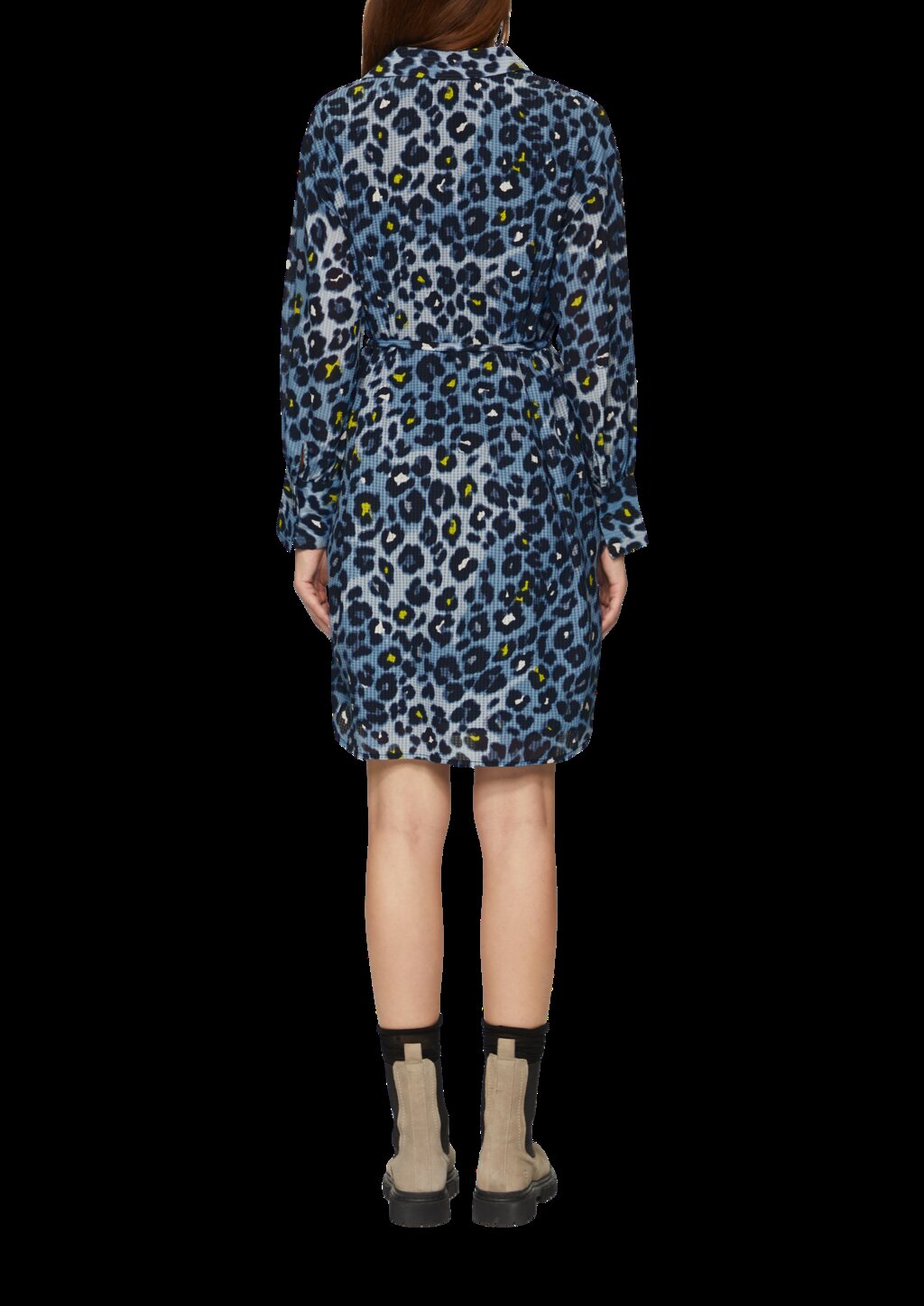 Hemdblusenkleid aus Viskosemix mit Strukturmuster