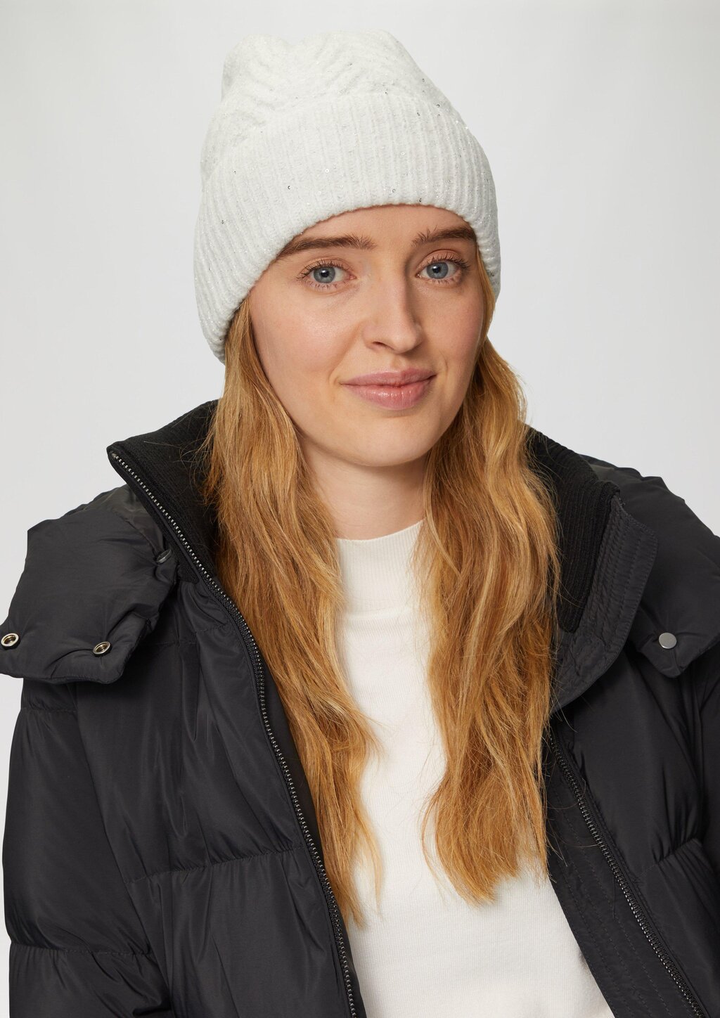 Strickmütze mit Glitzergarn