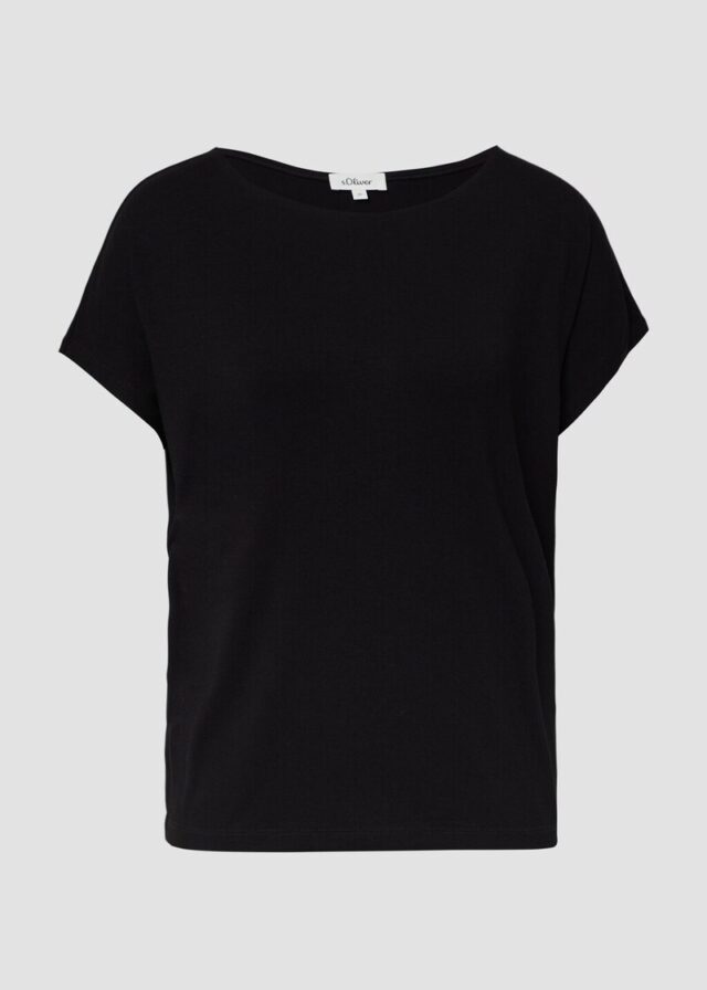 Fließendes Jersey-Shirt mit überschnittenen Schultern