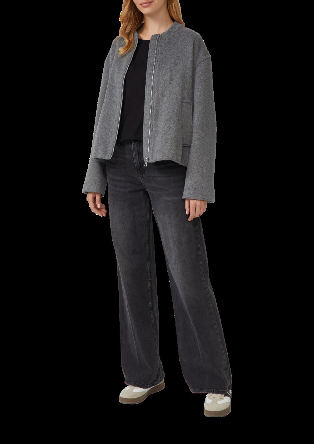 Fließendes Jersey-Shirt mit überschnittenen Schultern