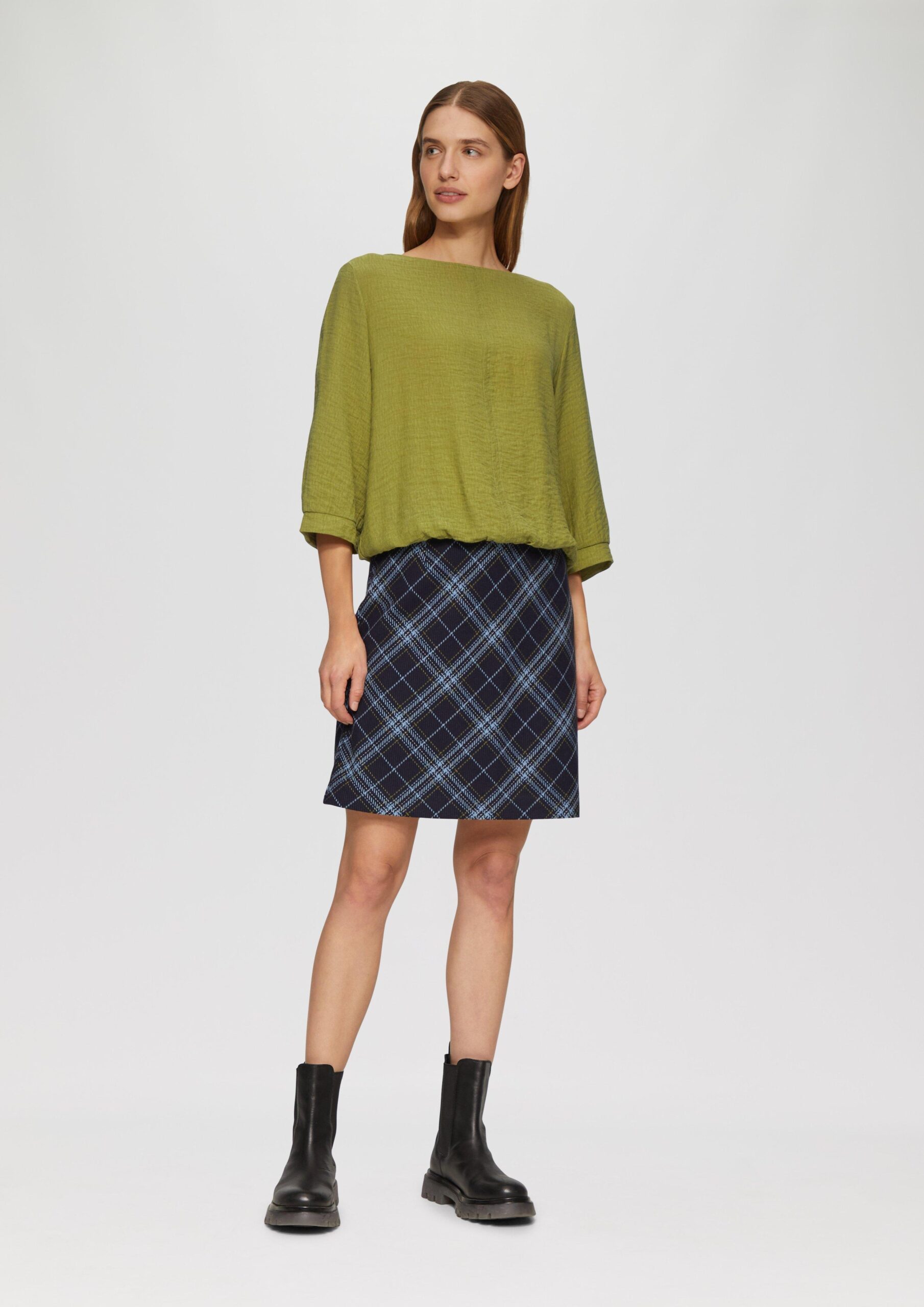 Fabricmix-Shirt im Relaxed Fit mit weitem Ärmel