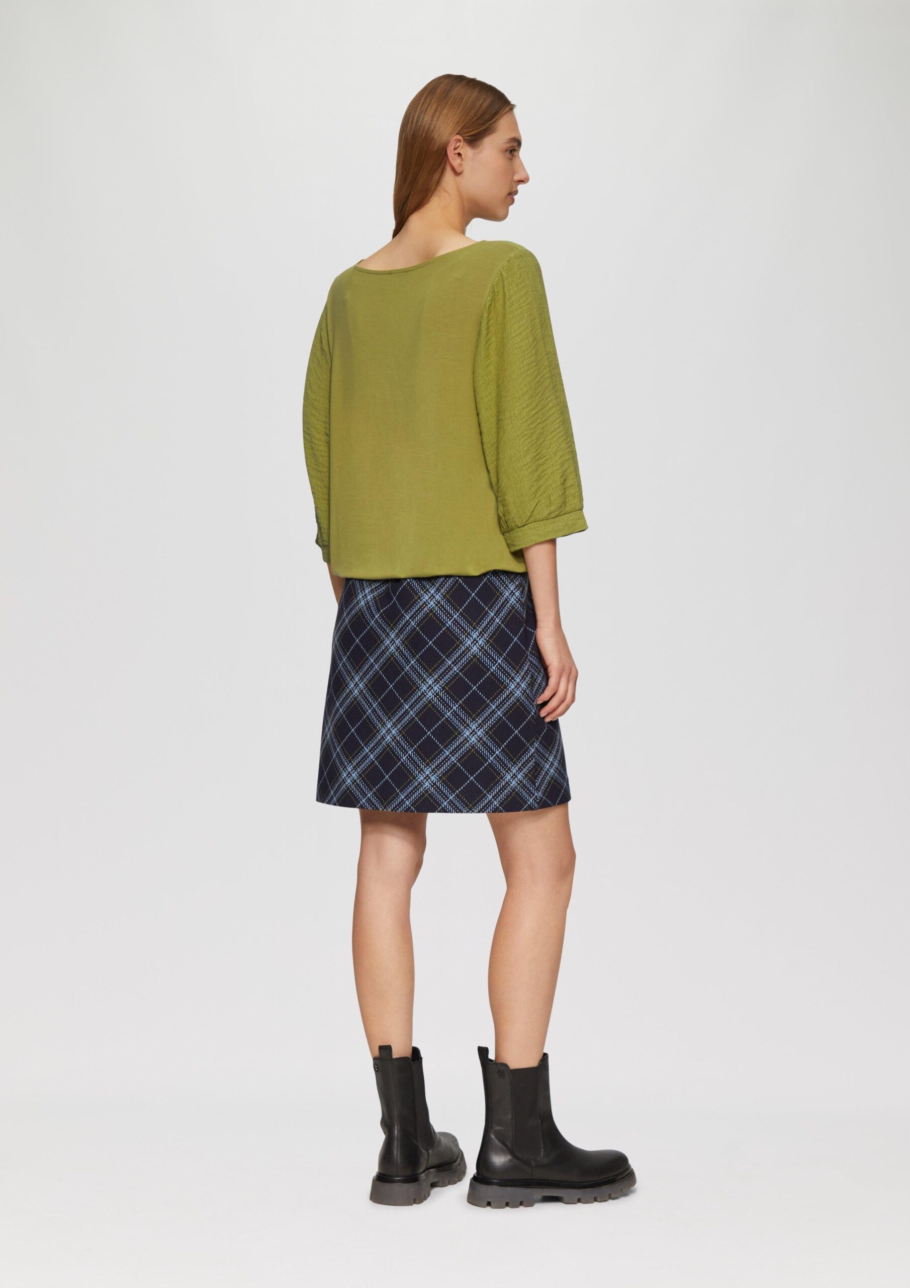 Fabricmix-Shirt im Relaxed Fit mit weitem Ärmel