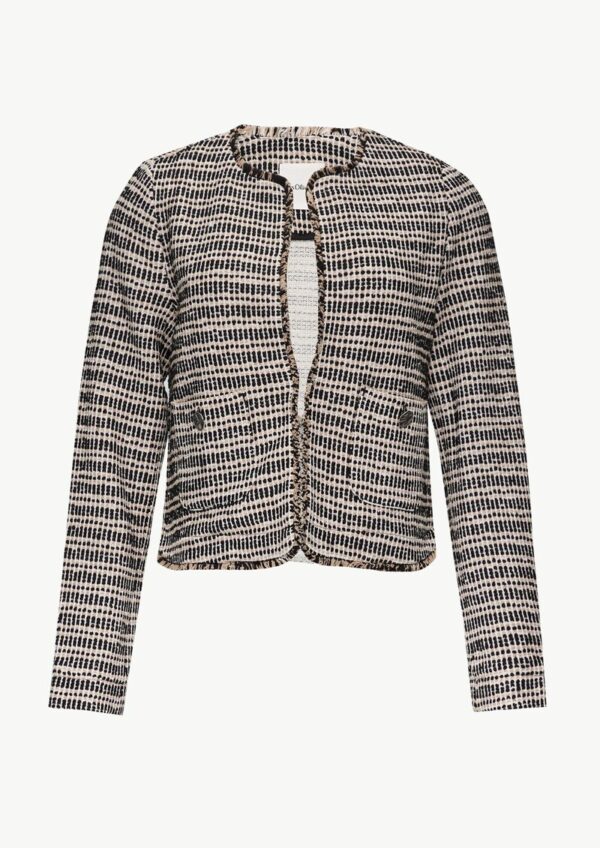 Kurze Jacke in Bouclé-Optik mit Fransenkante