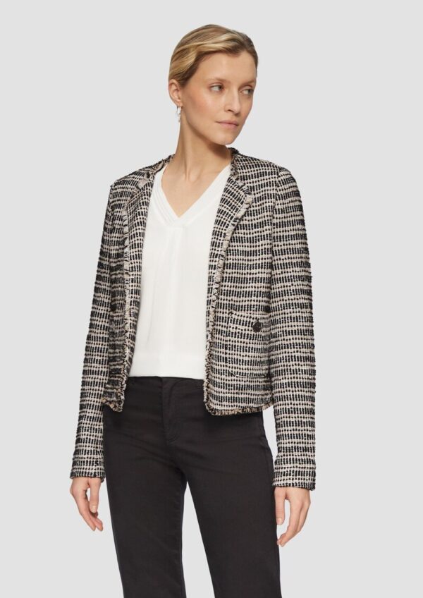 Kurze Jacke in Bouclé-Optik mit Fransenkante
