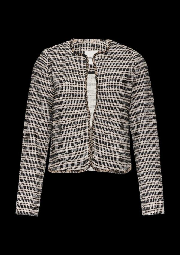 Kurze Jacke in Bouclé-Optik mit Fransenkante