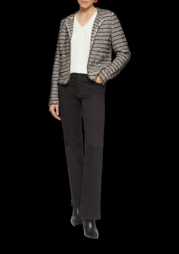 Kurze Jacke in Bouclé-Optik mit Fransenkante