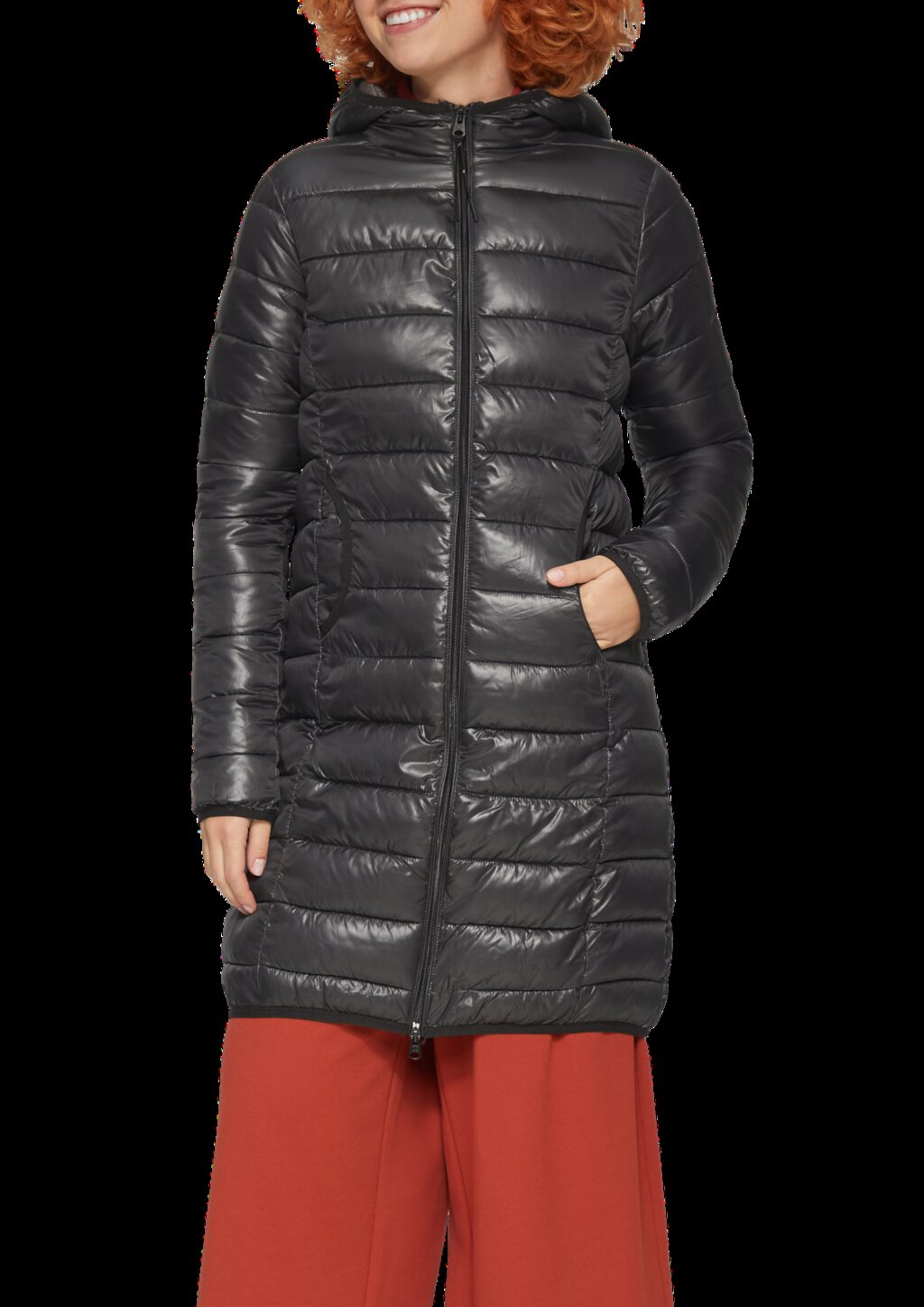 Leichter Steppmantel mit Kapuze