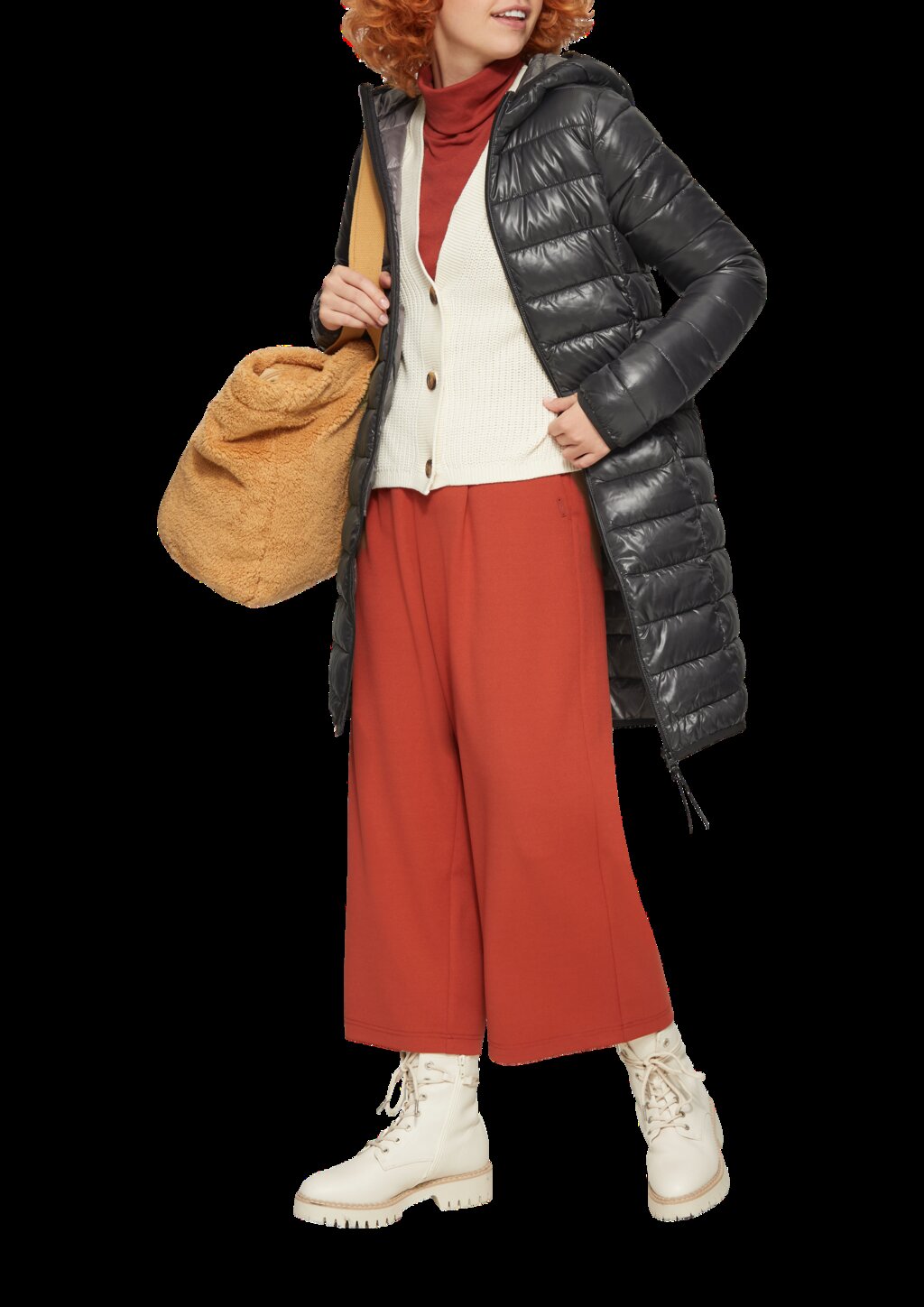 Leichter Steppmantel mit Kapuze