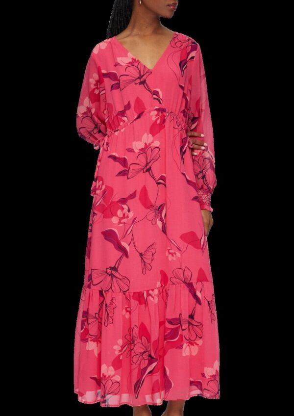 Langes Chiffonkleid mit Smok-Details