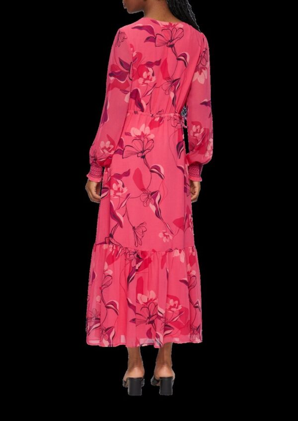 Langes Chiffonkleid mit Smok-Details