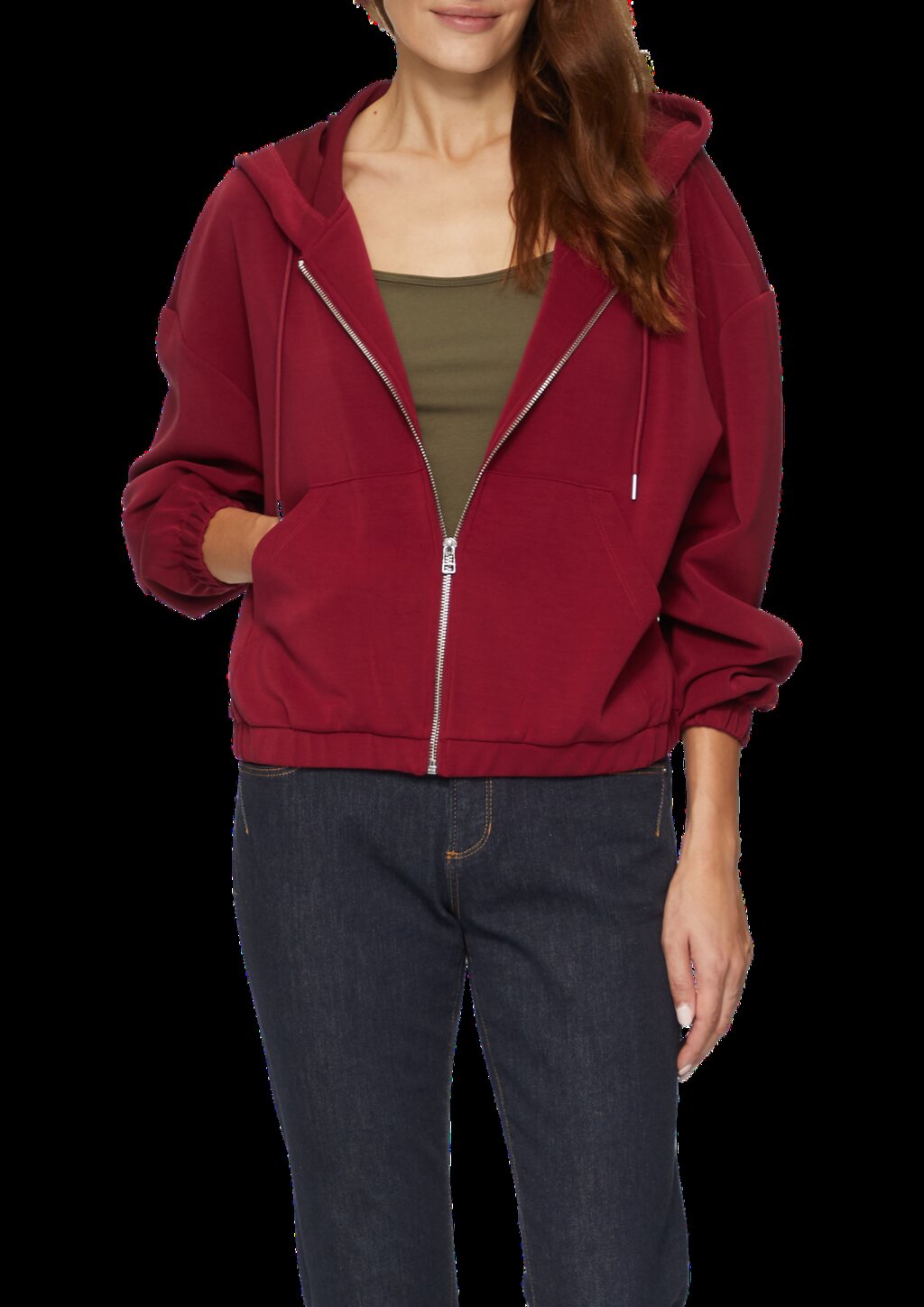 Sweatshirt-Jacke aus Scuba im Relaxed Fit