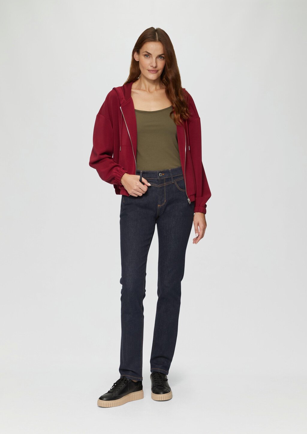 Sweatshirt-Jacke aus Scuba im Relaxed Fit