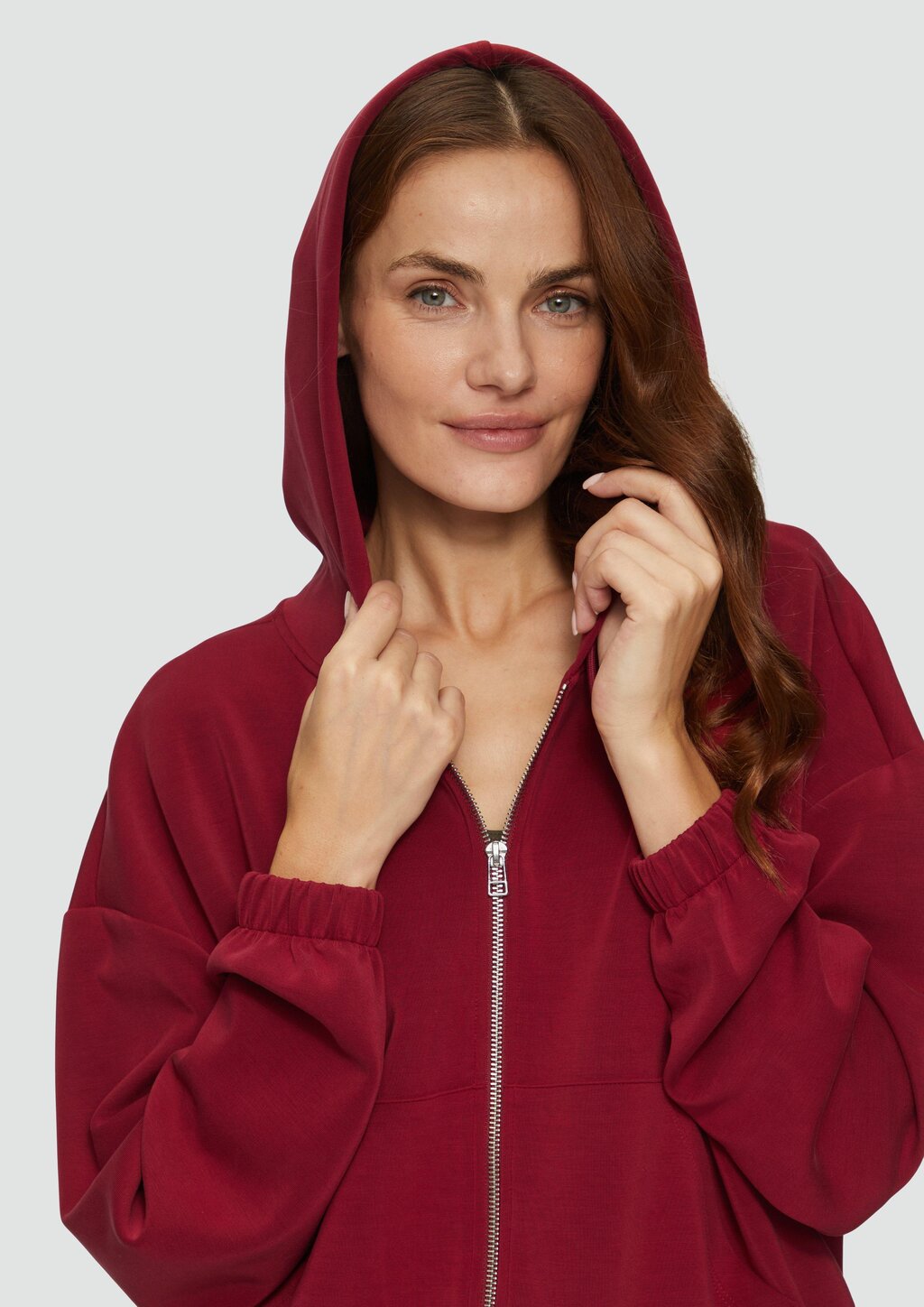 Sweatshirt-Jacke aus Scuba im Relaxed Fit