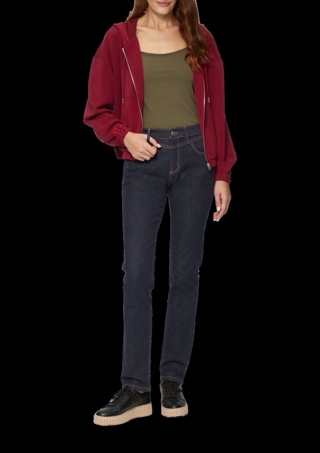 Sweatshirt-Jacke aus Scuba im Relaxed Fit