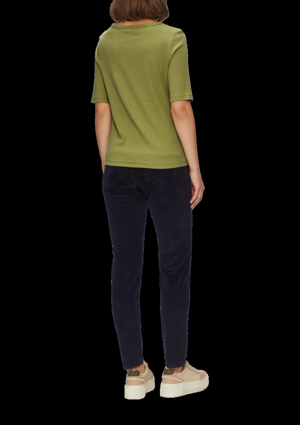 Geripptes Shirt mit halblangen Ärmeln