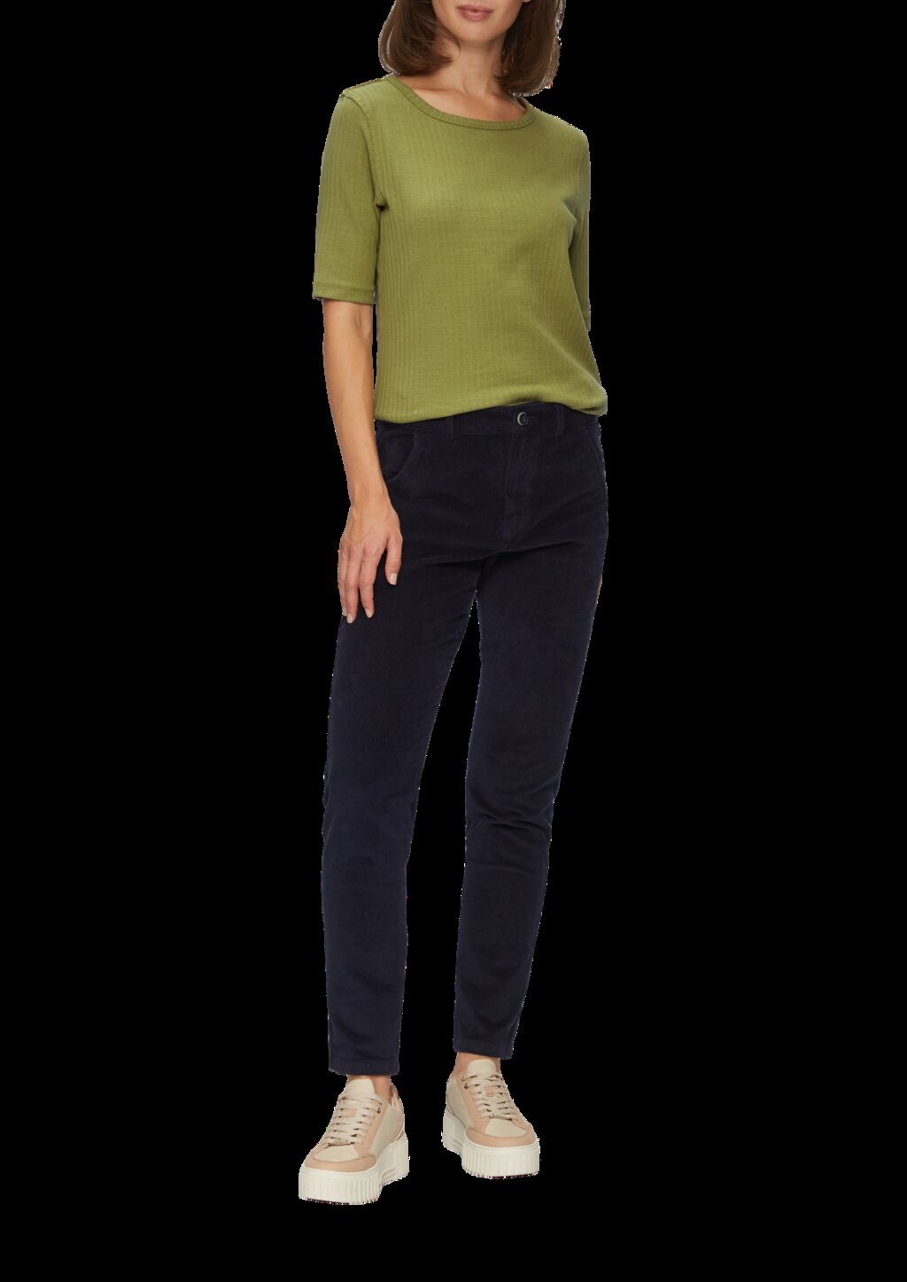 Geripptes Shirt mit halblangen Ärmeln