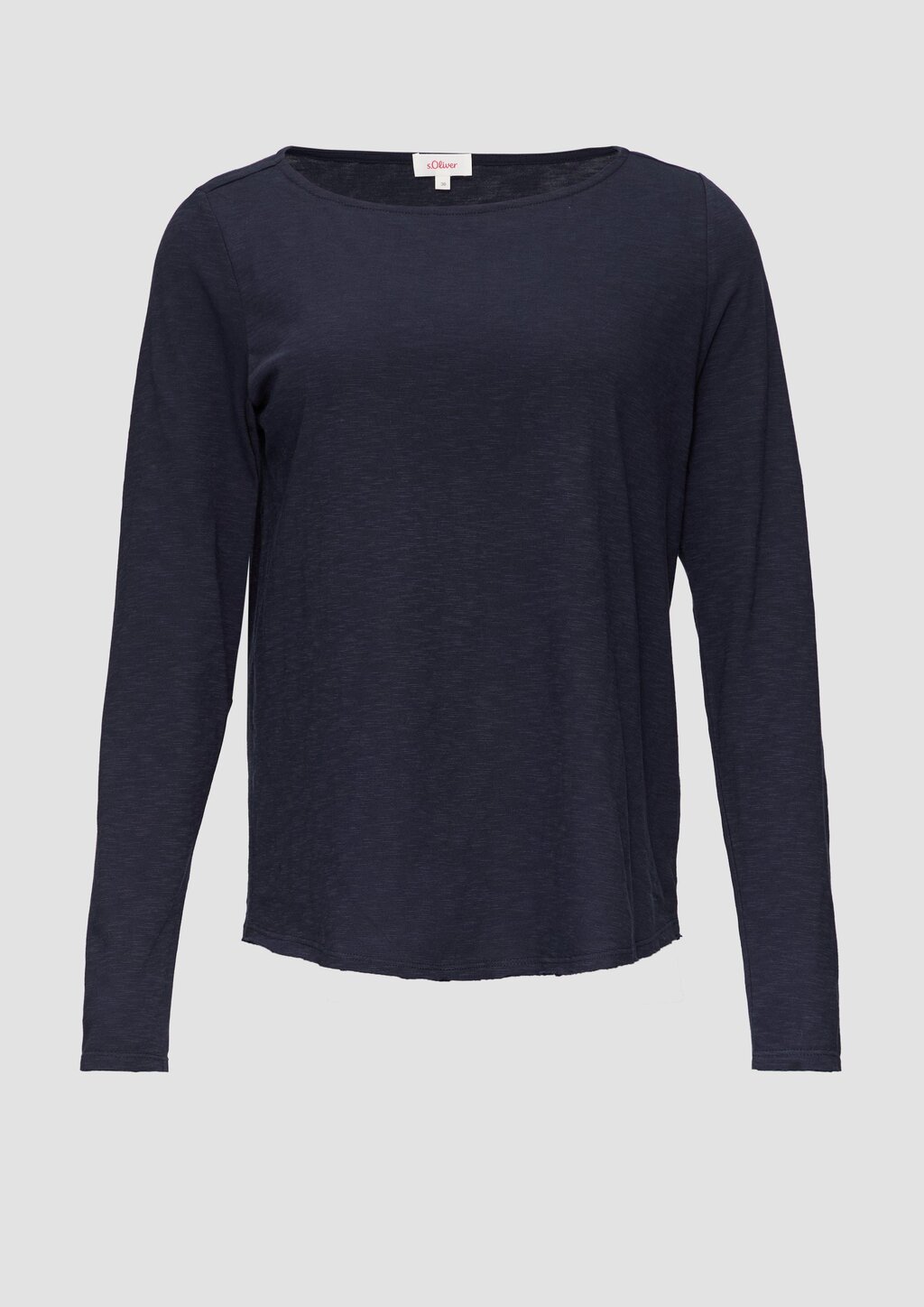 T-Shirt mit U-Boot-Ausschnitt und offenen Kanten