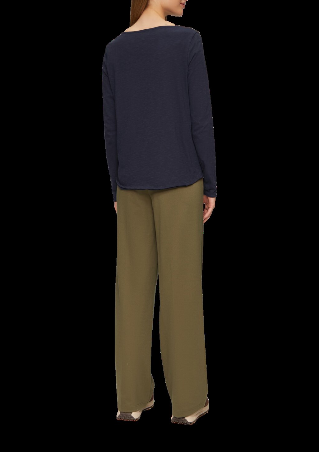 T-Shirt mit U-Boot-Ausschnitt und offenen Kanten