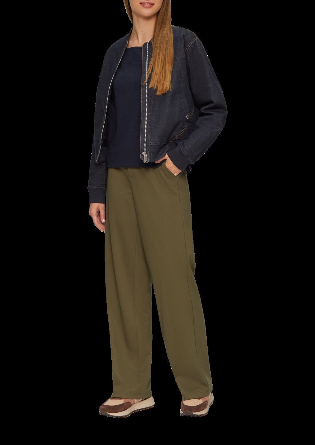 T-Shirt mit U-Boot-Ausschnitt und offenen Kanten