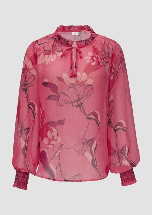 Transparente Chiffon-Bluse mit Smok-Details