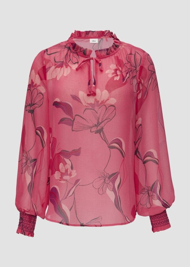 Transparente Chiffon-Bluse mit Smok-Details