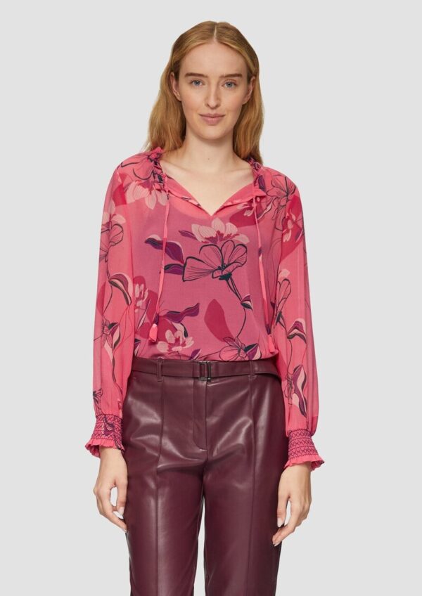 Transparente Chiffon-Bluse mit Smok-Details