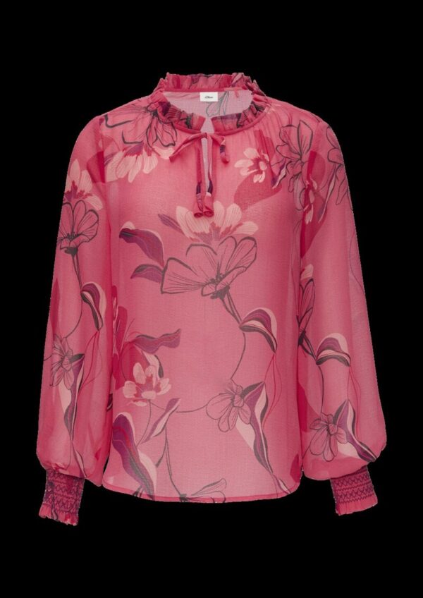 Transparente Chiffon-Bluse mit Smok-Details