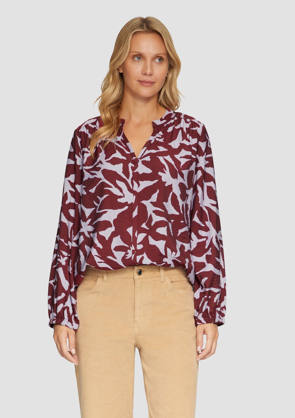 Strukturierte Viskose-Bluse mit All-over-Print