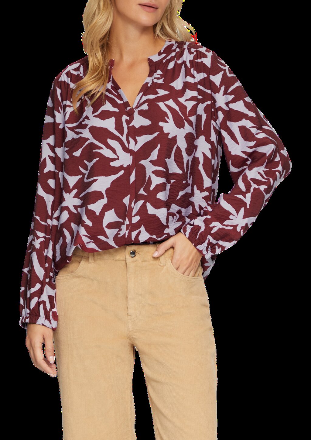 Strukturierte Viskose-Bluse mit All-over-Print