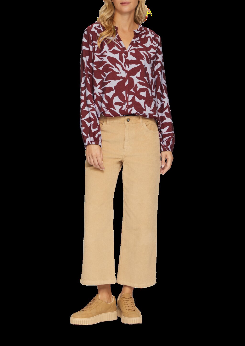 Strukturierte Viskose-Bluse mit All-over-Print