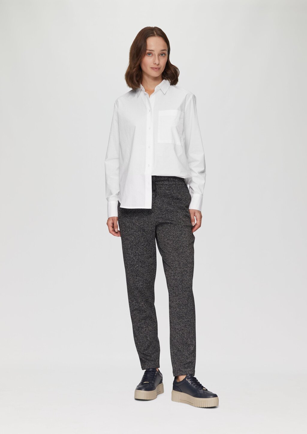 Hemdbluse aus Baumwolle mit Kontrast-Details