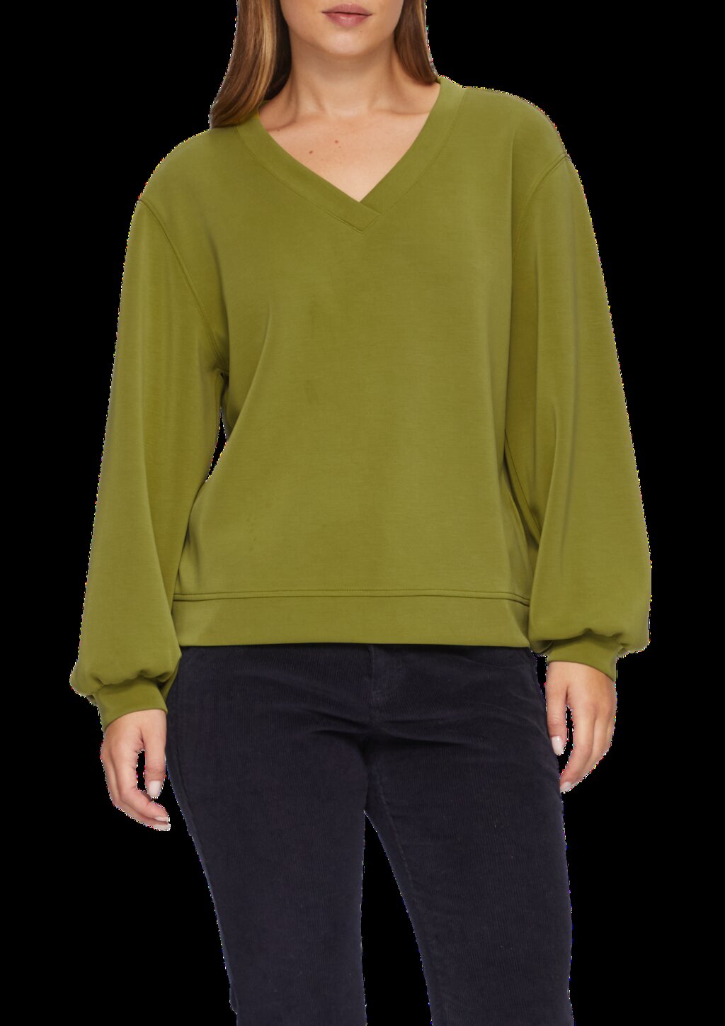 Scuba-Sweatshirt mit V-Ausschnitt