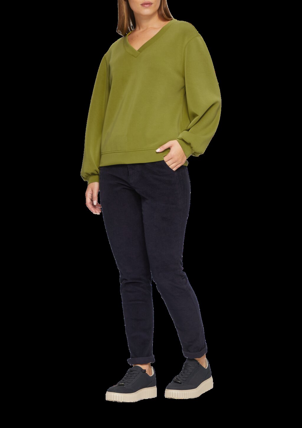 Scuba-Sweatshirt mit V-Ausschnitt