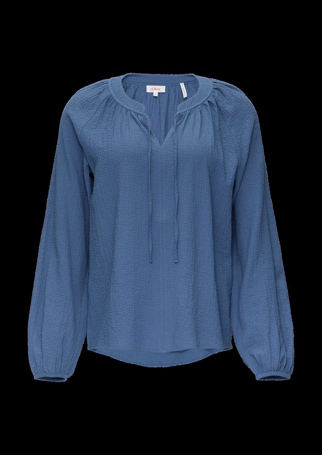 Strukturierte Bluse mit Raffdetails