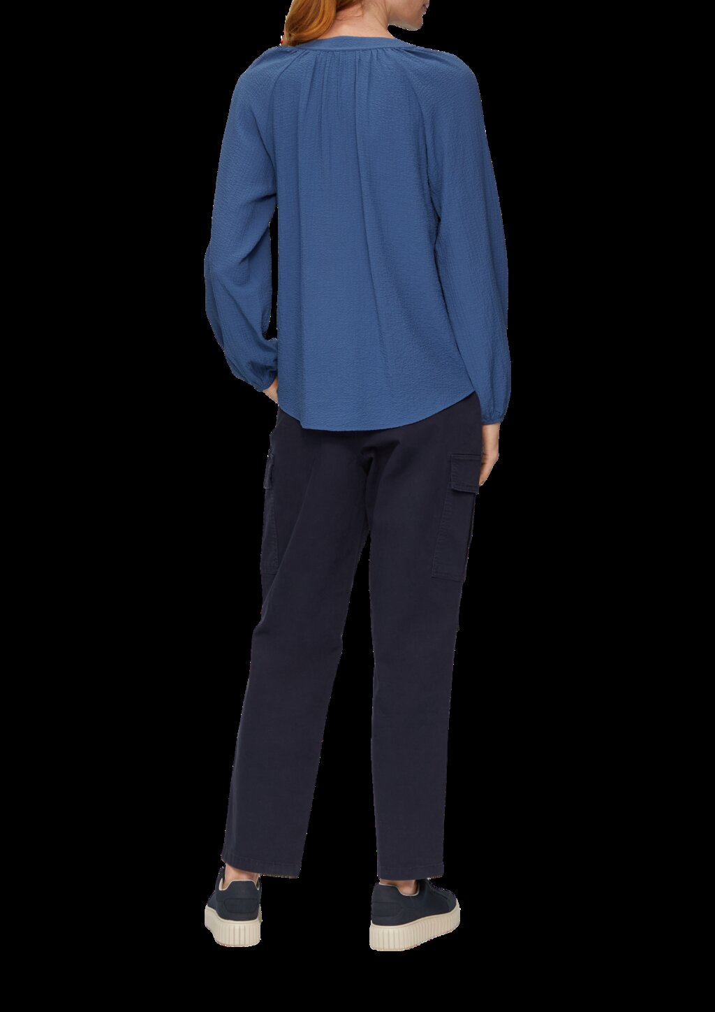 Strukturierte Bluse mit Raffdetails