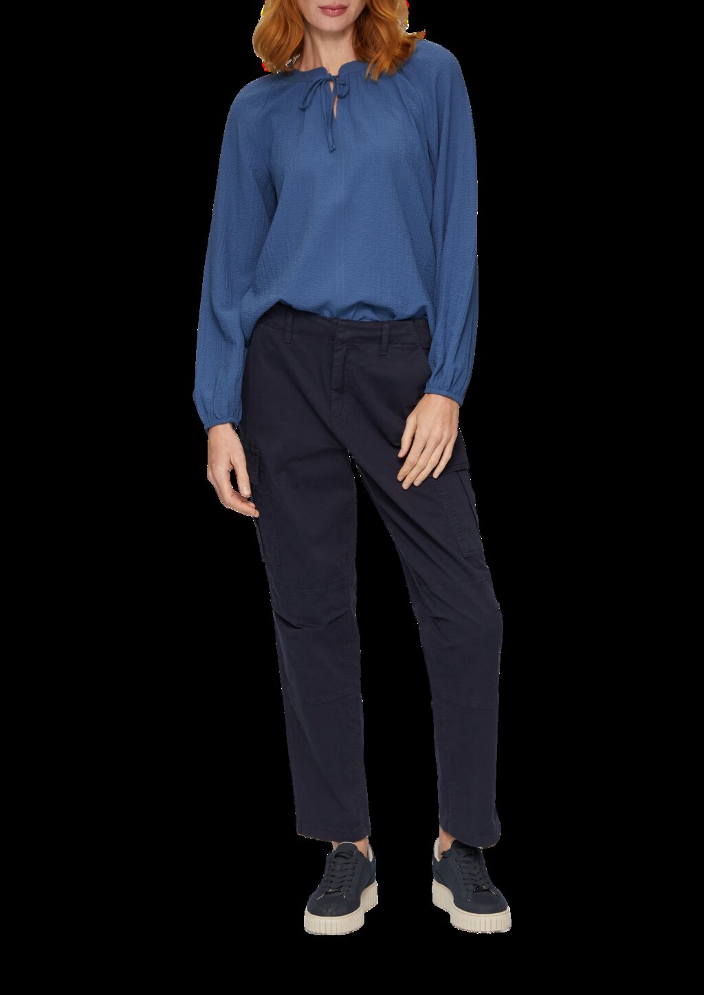 Strukturierte Bluse mit Raffdetails