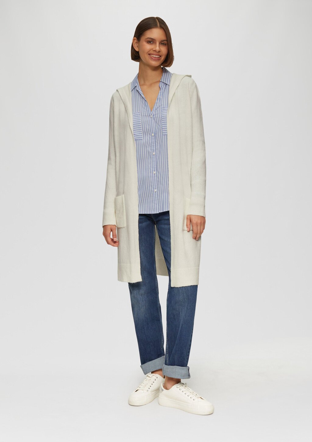 Long-Cardigan mit Kapuze