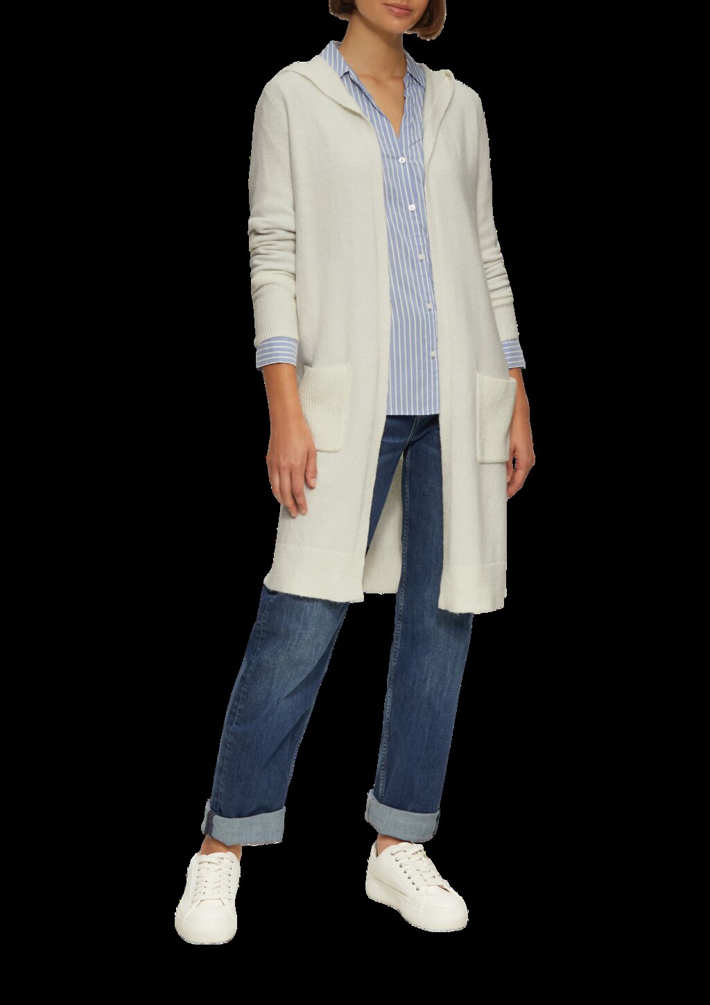 Long-Cardigan mit Kapuze