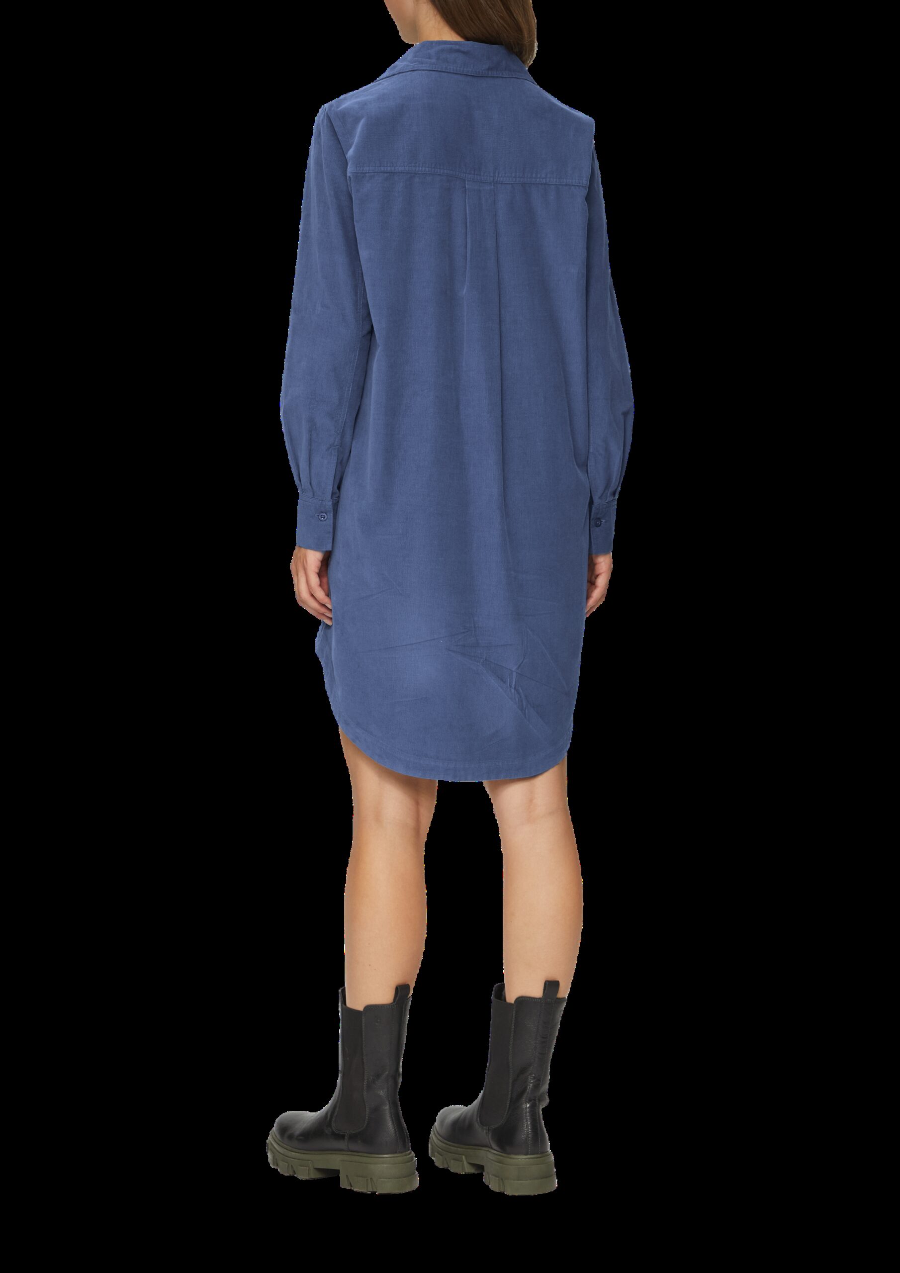 Hemdblusenkleid aus Feincord mit seitlichen Eingrifftaschen