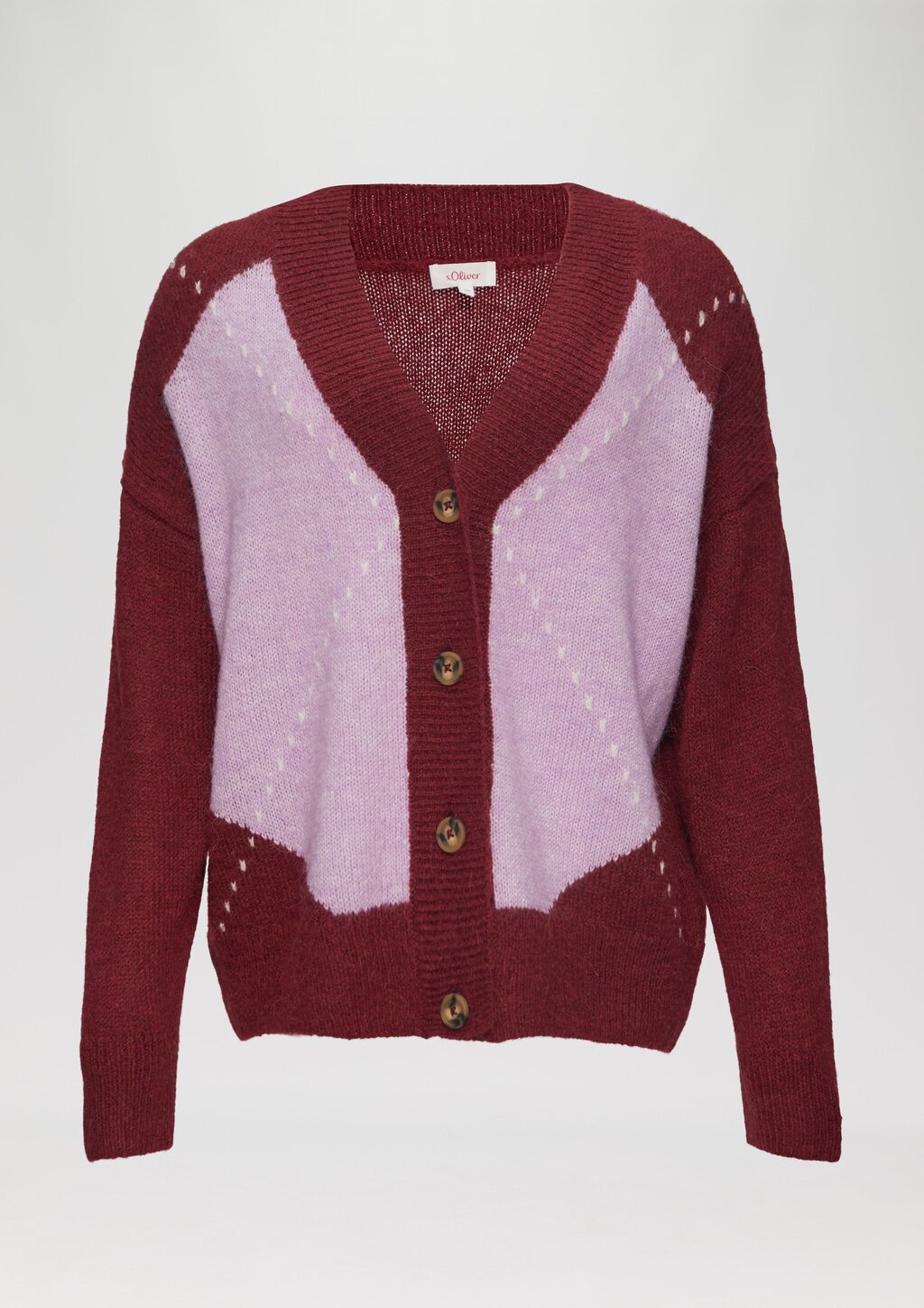 Oversized Wollmix-Strickjacke mit Argyle-Muster