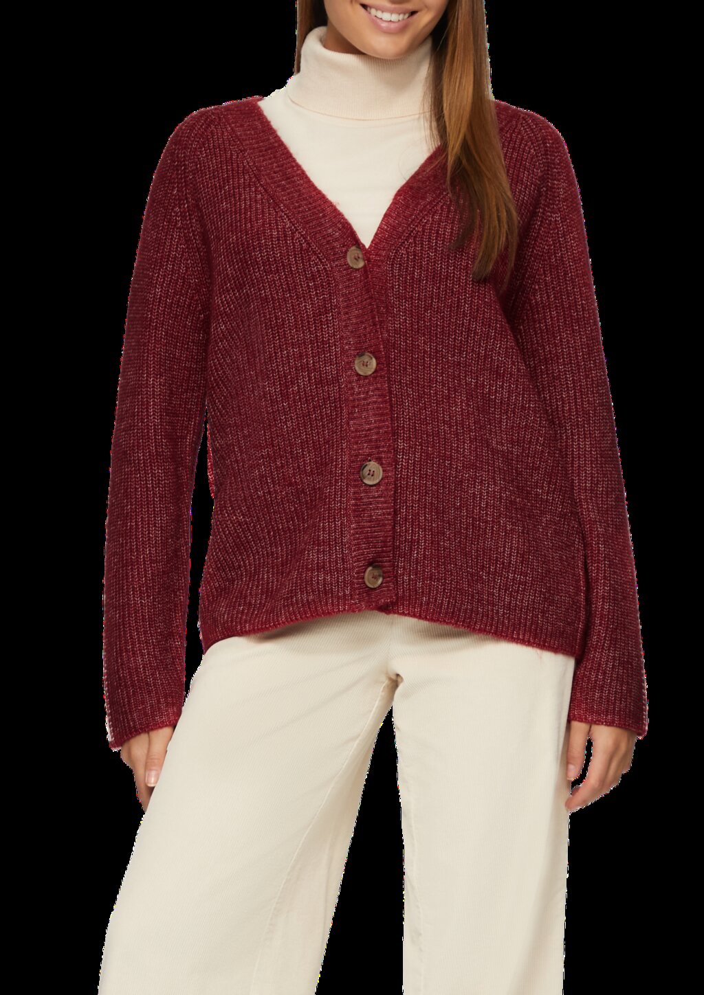 Strickjacke aus Wollmix mit Kontrast-Details