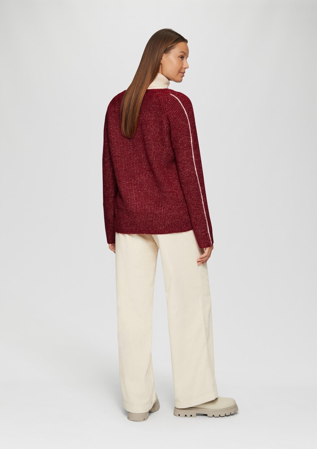 Strickjacke aus Wollmix mit Kontrast-Details