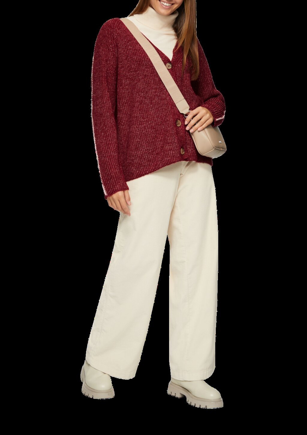 Strickjacke aus Wollmix mit Kontrast-Details