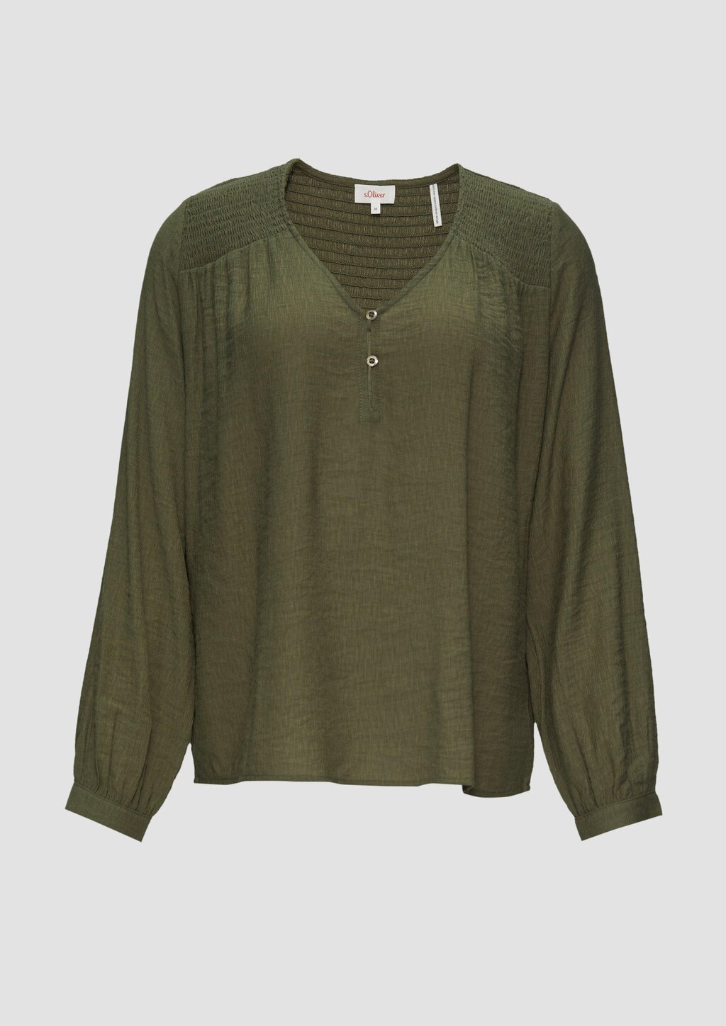 Strukturierte Bluse aus Viskosemix mit Smok Details